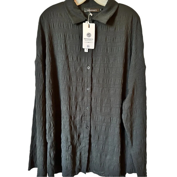 NWT Women’s Oversized Button Down Lightweight Shirt Square Textured Blouse - Picture 5 of 9